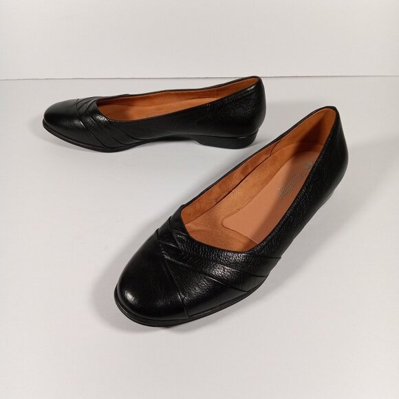 Naturalizer Ballet Flats Women 7.5 M Jaye N5 Contour Black Leather Slip On - Picture 1 of 14